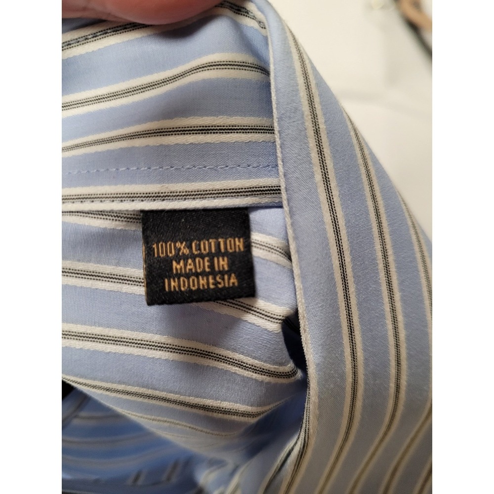 BCBG MAXAZRIA Mens 17 32/33 Modern Fit Blue Striped Dress Shirt Classic Size XL - Picture 3 of 3